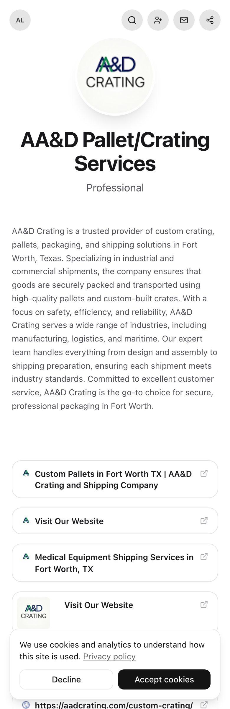 AA&D Pallet/Crating Services's profile preview