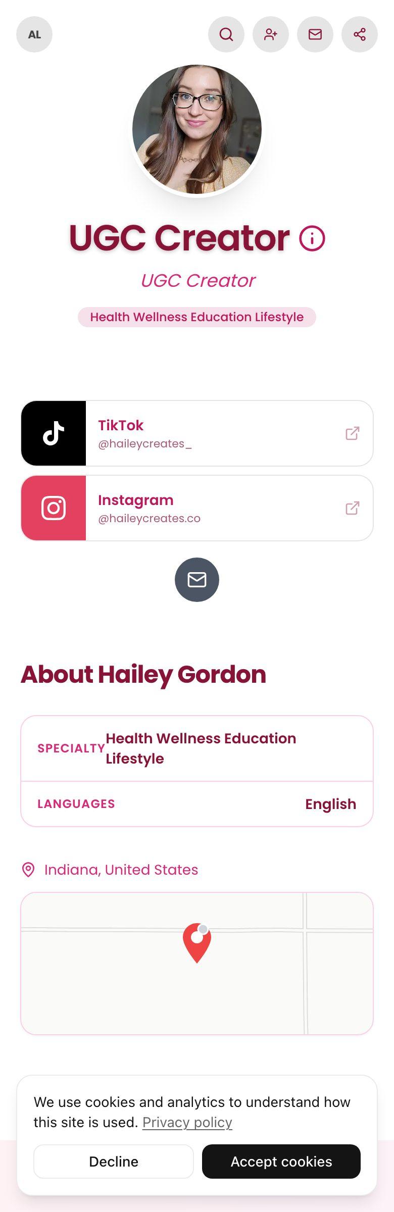 Hailey Gordon's profile preview